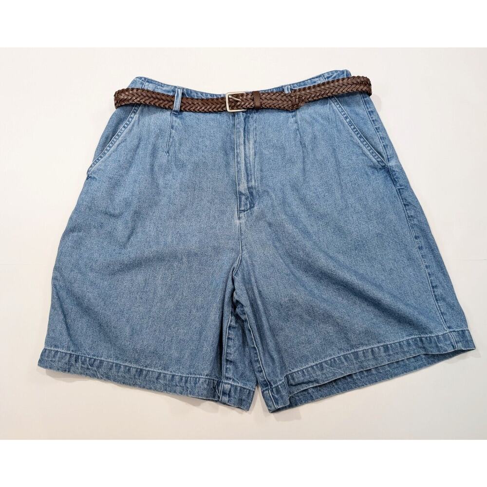 Vintage 90s Shorts Blue Denim Jean Belted Women's Size 12 Jennifer Moore